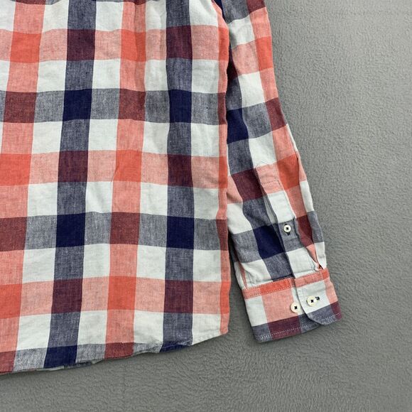 Tommy Bahama Shirt Mens Large Red Blue White Plaid Linen Button Up Casual - Picture 11 of 12